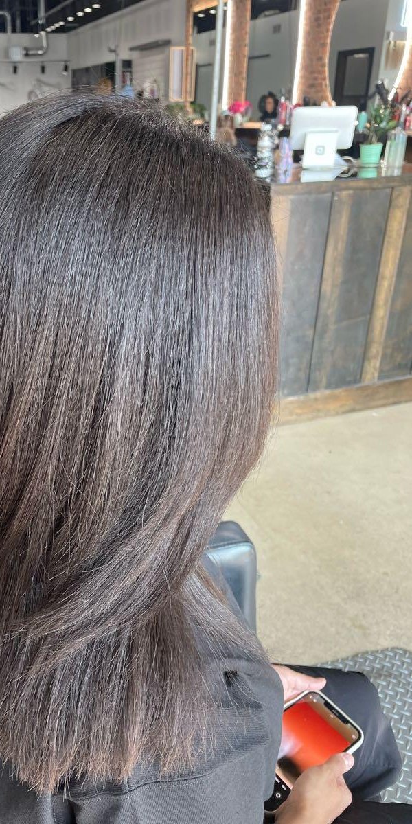 Sleek, shiny dark brown cut